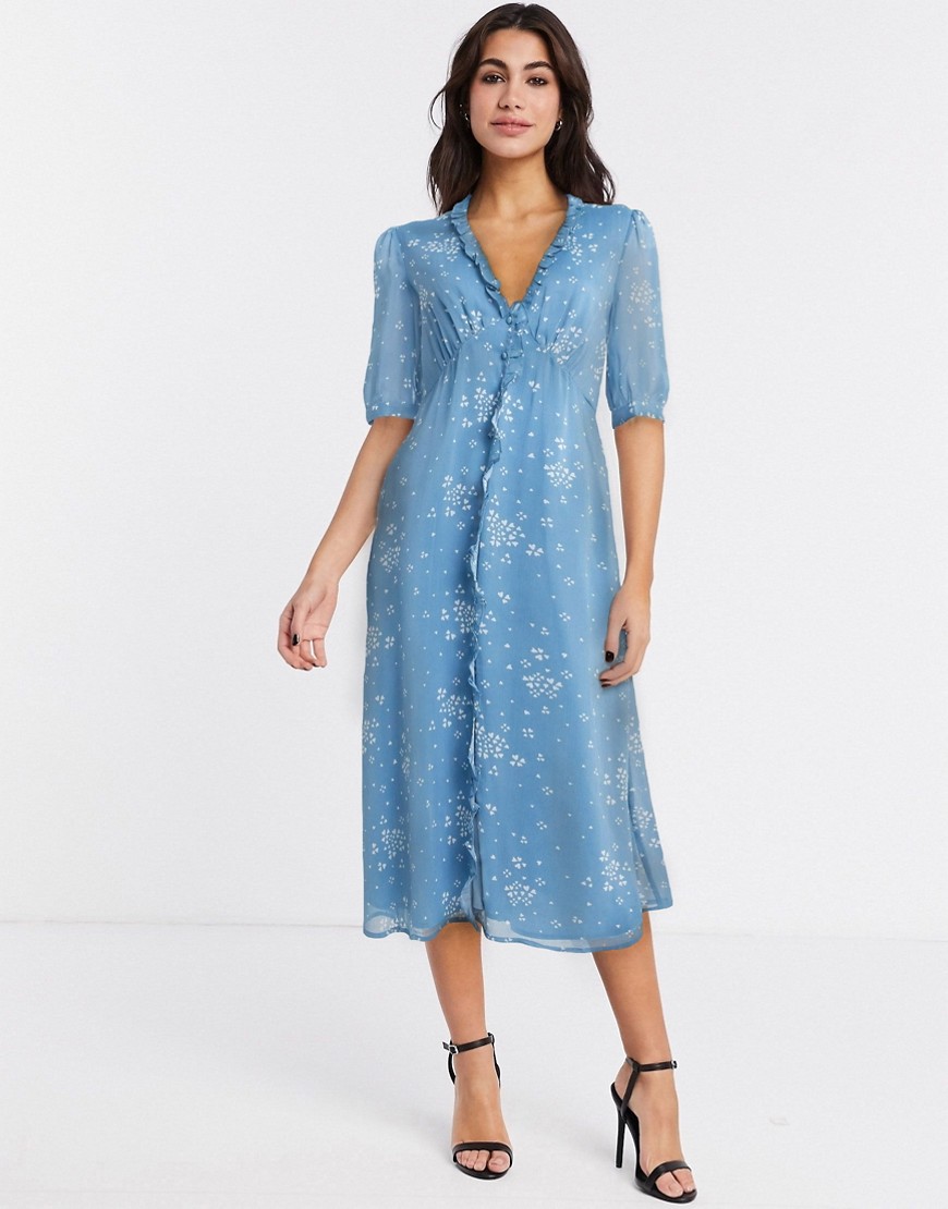 Gestuz - blå tea-kjole med knapper