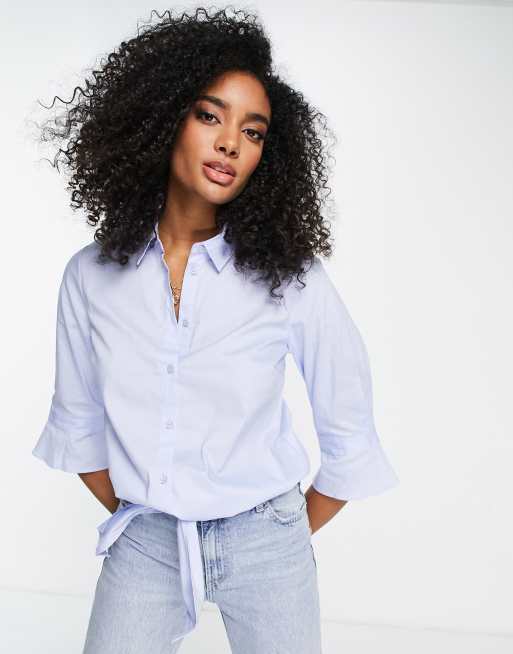 Gestuz Ibby - Cropped overhemd met gestrikte taille in wit