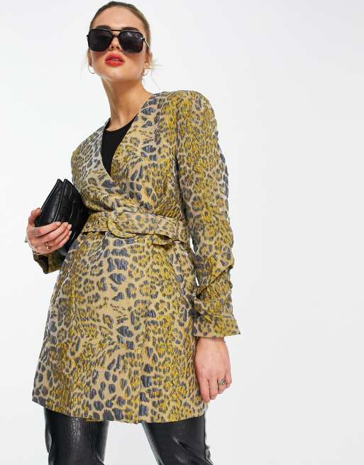 Gestuz Jackie blazer in Gold Jacquard leopard print