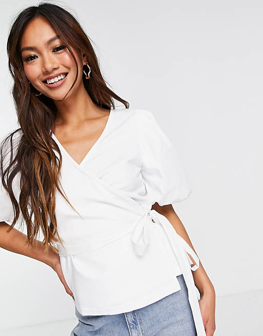 Gestuz Nema wrap blouse in white | ASOS