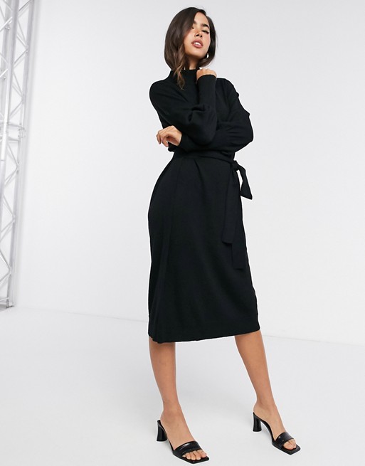Gestuz Rian volume sleeve jumper dress in black