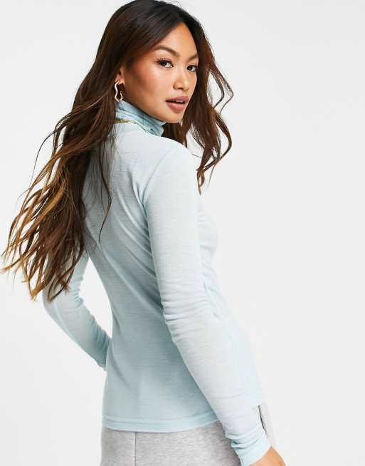 Gestuz Wilma fineknit roll neck jumper in blue, 3 of 4