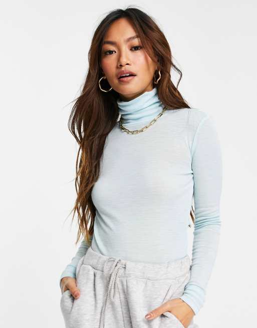 Gestuz Wilma fineknit rollneck jumper in blue, 2 of 4