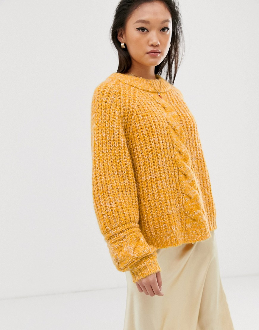 Gestuz Zia cable knit jumper-Yellow