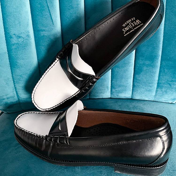 G.H. Bass & Co. Easy Weejuns Larson penny loafers in white and black