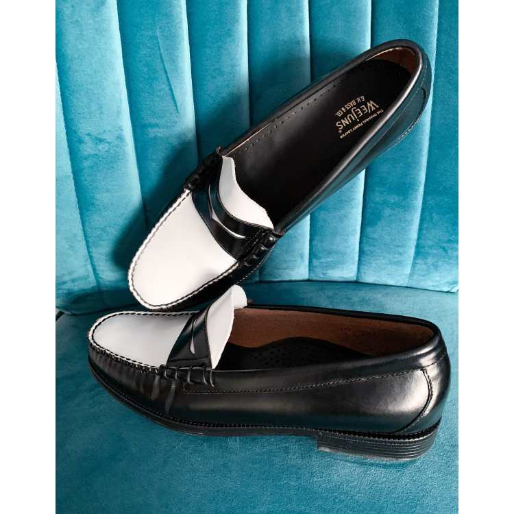 □SizeUK8526cmG.H.BASS  Weejuns BLACK WHITE LOAFER