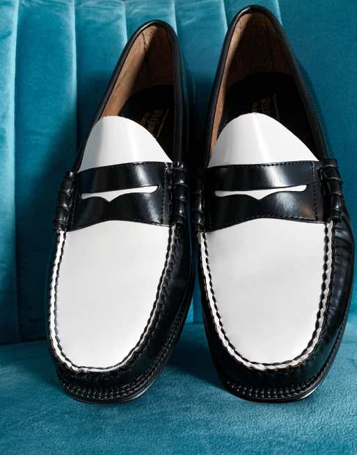 Gh bass black hot sale and white loafers