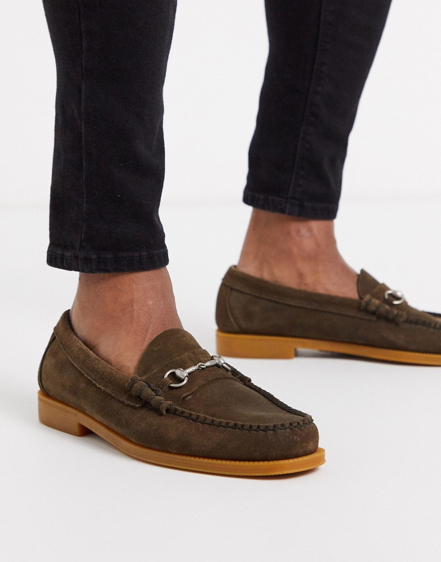 GH Bass - Easy Weejun Lincoln Bar - Brune loafers i ruskind