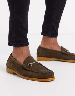 GH Bass easy weejun lincoln bar loafers in brown suede