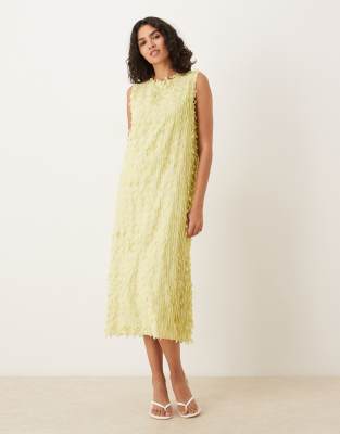 [Ghospell] Ghospell 3D midi dress in olive-Green M Plus Olive
