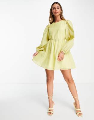 yellow a line mini dress