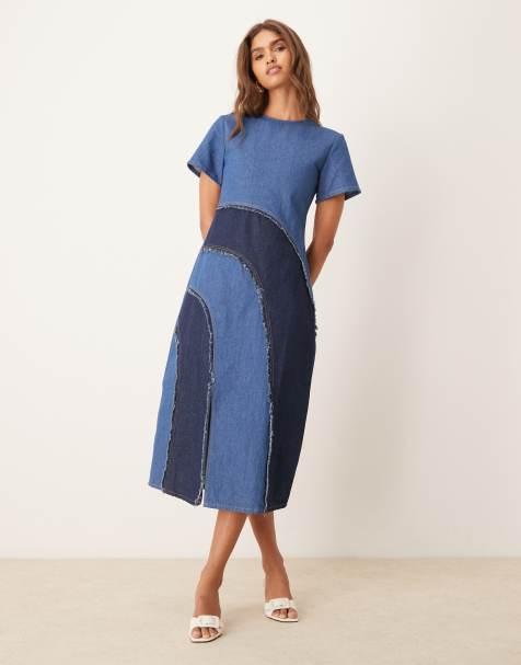 Ghospell - Alba - Vestito midi in denim lavaggio scuro - view 1