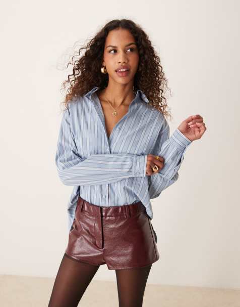 Ghospell asymmetric bow back shirt in blue - view 1