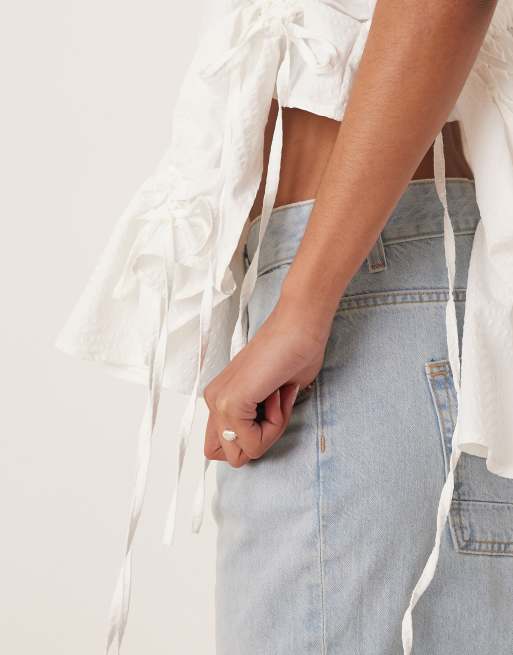 Ghospell asymmetric drawstring top in white | ASOS