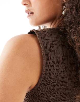 ghospell athena shirred mini dress in chocolate brown