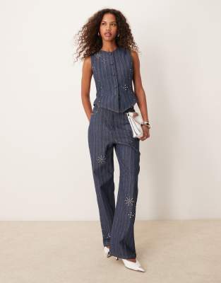 Ghospell Blakely Denim Studded Jeans In Blue