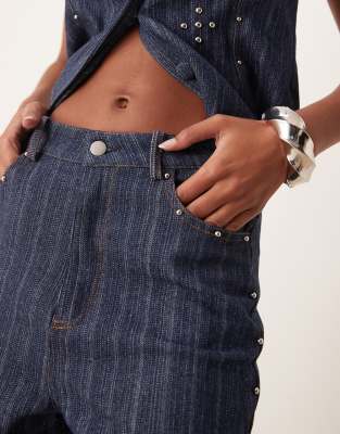 Ghospell Blakely Denim Studded Jeans In Blue