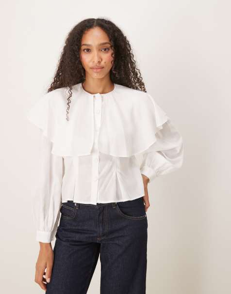 Ghospell - Blouse met cape-mouwen in wit - view 1