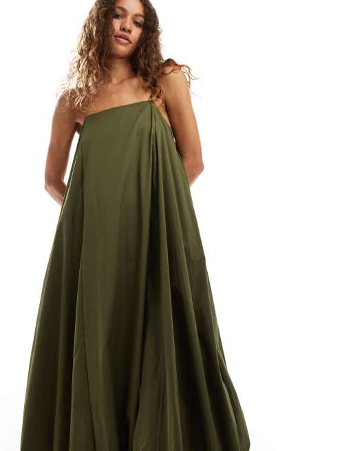 Ghospell bubble midaxi dress in olive | ASOS
