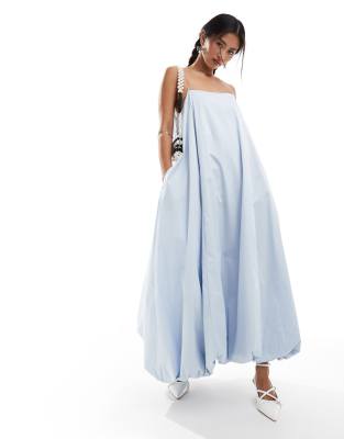 Shop Ghospell bubble midaxi dress in powder blue Online – Trendy & Affordable Fashion