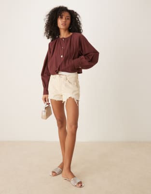 Ghospell Button Front Pleated Jacket