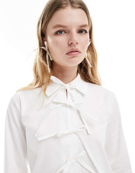 Ghospell - Camicia avorio con fiocco