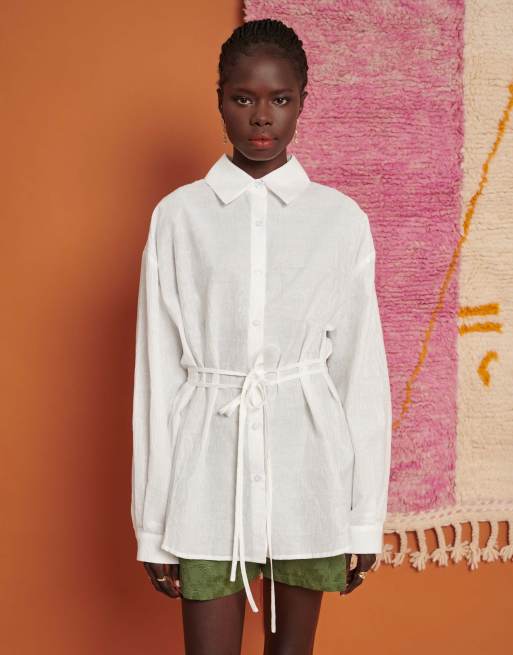 Ghospell - Camicia oversize avorio con laccio