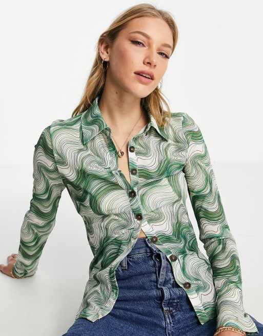 Ghospell - Chemise ajustée à imprimé tourbillon ton sur ton