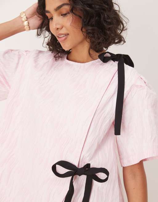 ghospell pink dress Ghospell Mariam Jacquard Mini Dress Baby Pink / Z