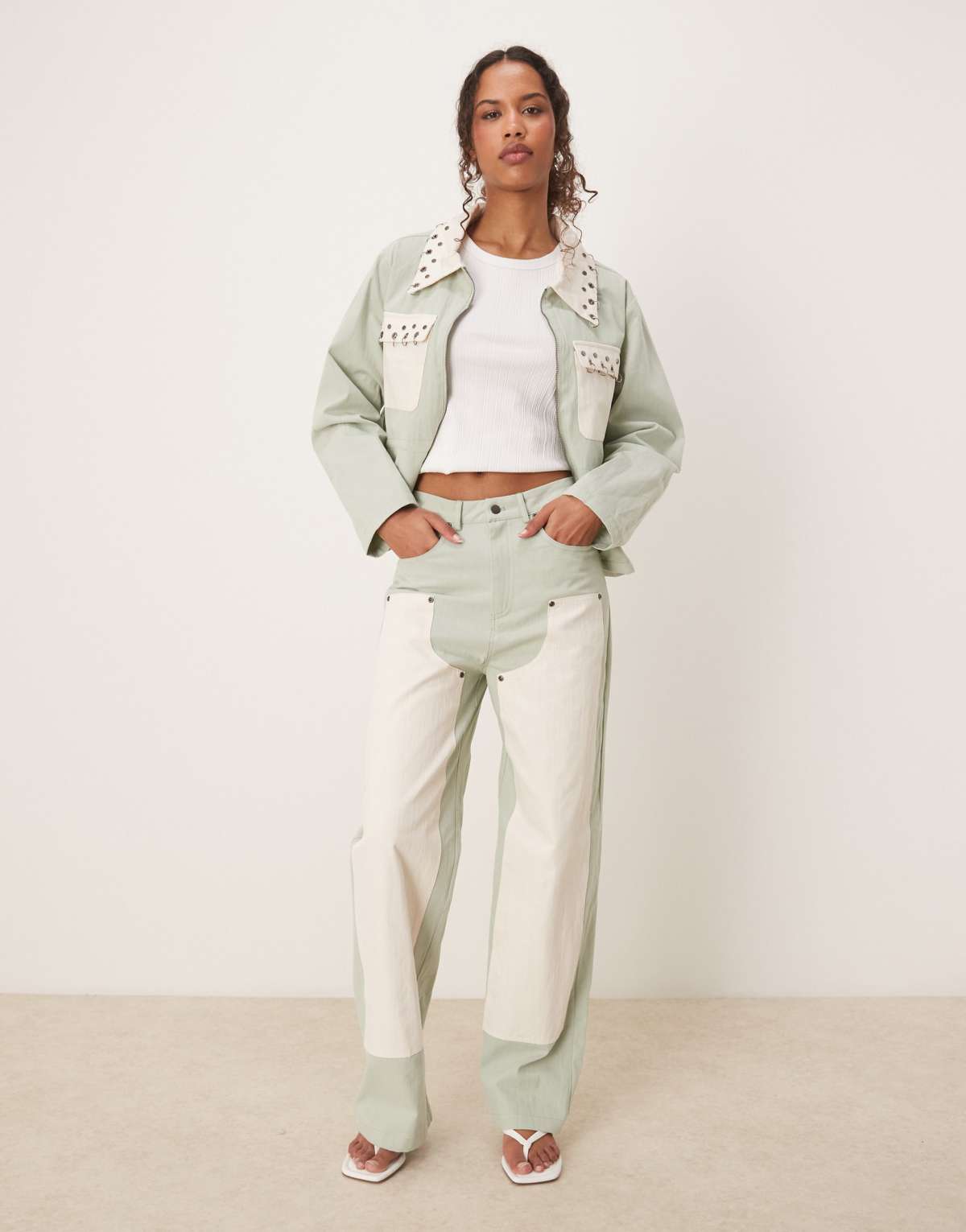 Ghospell contrast jean in light green