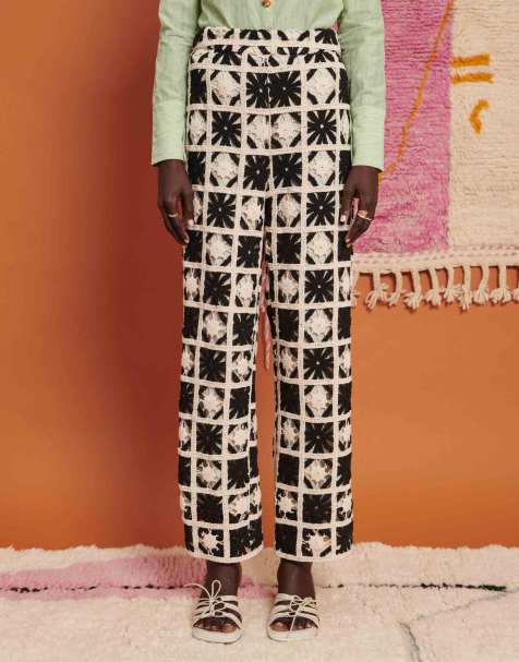 Ghospell crochet trouser in monochrome co-ord - view 1