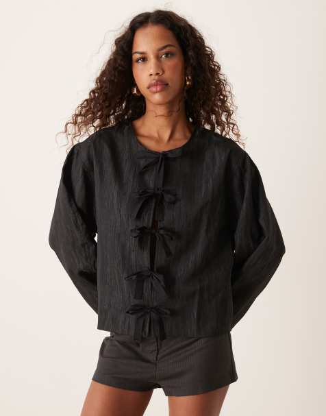 Ghospell oversized jacquard top in black