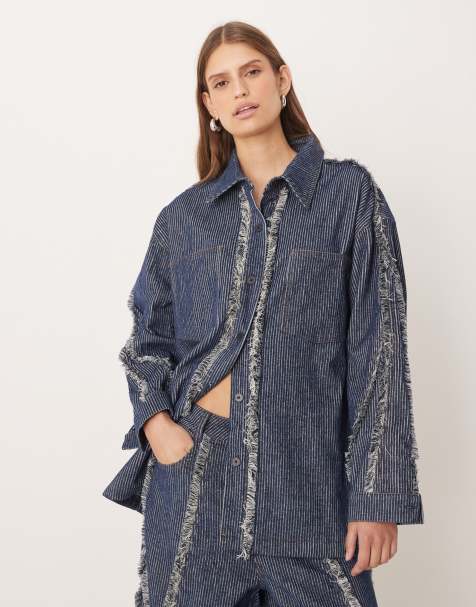 Ghospell denim cord shirt co-ord with frey detail in blue - view 1