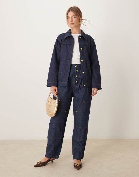 Ghospell – Denim-Jeans in Indigoblau mit hohem Bund, Kombiteil - view 1