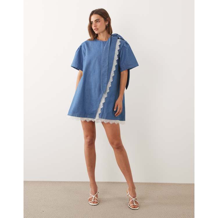 white christmas dresses Vintage 90's Chadwick Denim Mini Dress – CobbleStore Vintage main image 1