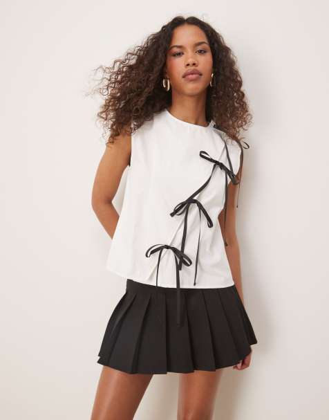Ghospell Denim Wrap Top In White - view 1