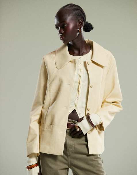 Ghospell faux leather jacket in butter yellow - view 1