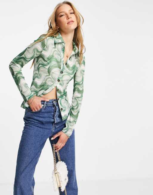 Ghospell fitted shirt in tonal swirl print, 4 of 4