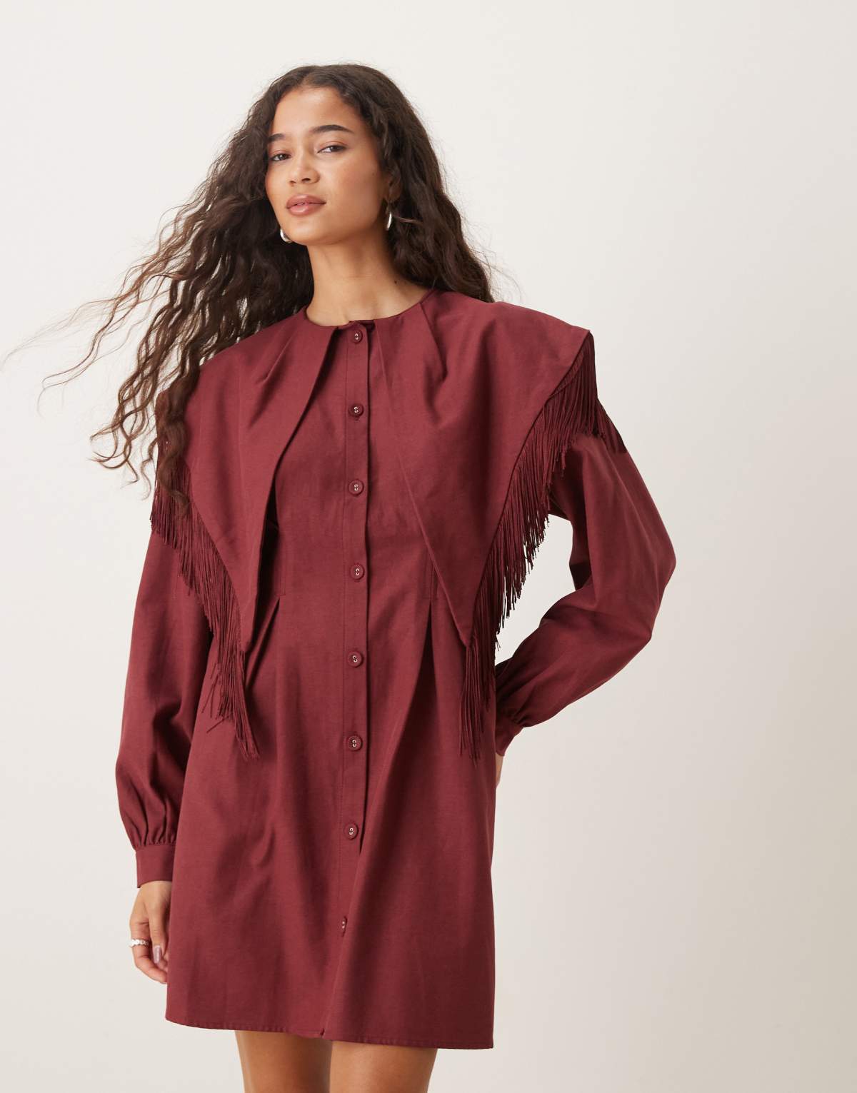 Ghospell Frankie fringe mini dress in red