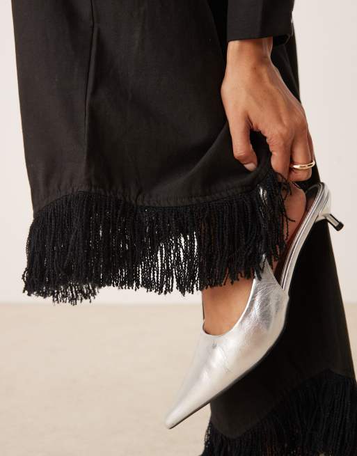 Ghospell Georgie fringed pants in black (Part of a set), 4 of 5