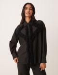 [Ghospell] Ghospell Georgie fringed shirt in black (Part of a set) L BLACK