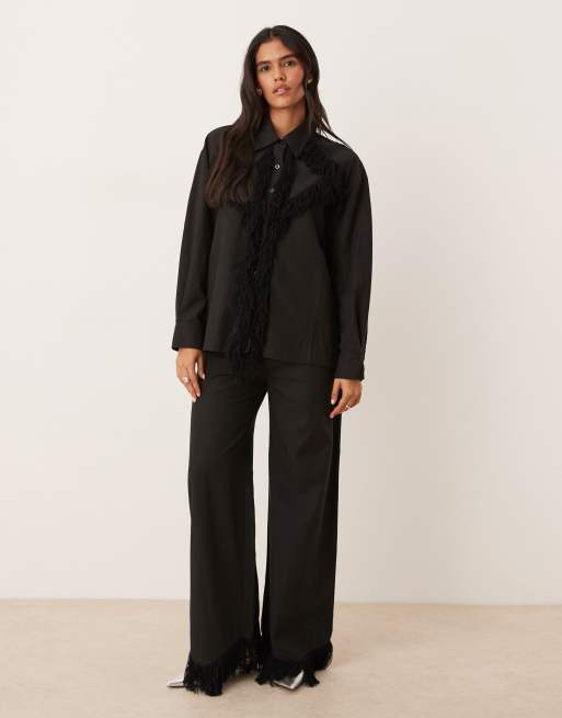 Ghospell Georgie fringed shirt in black - part of a set, 2 of 4