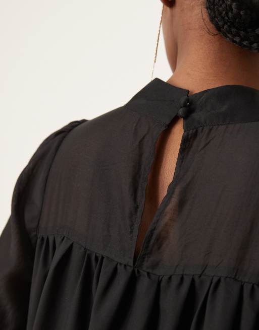 Ghospell Harriet tiered midi dress in black | ASOS