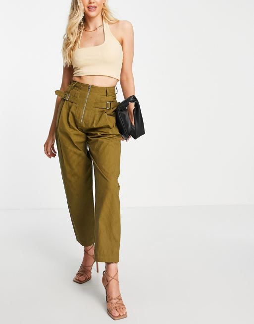 High waisted hot sale olive pants