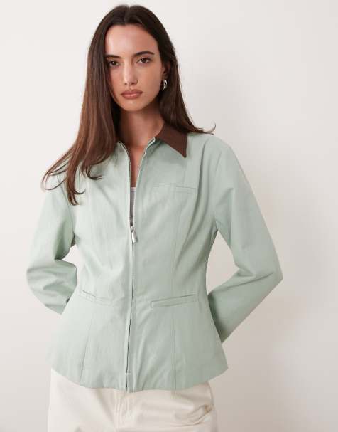 Ghospell - Hourglass - Veste cintrée à la taille en pur coton - Vert menthe - view 1