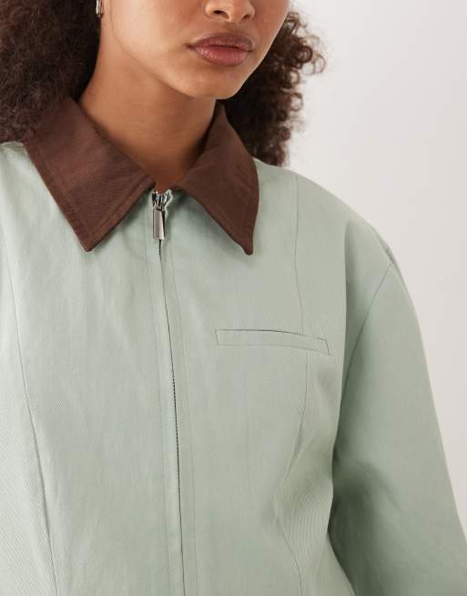 Ghospell - Hourglass - Veste cintrée à la taille en pur coton - Vert menthe, 2 de 4