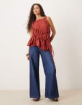 [Ghospell] Ghospell Keziah ruched cami top in red M Plus RED