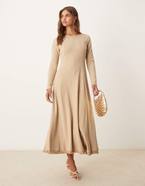 Ghospell Kimberley knit midi dress in latte - view 1
