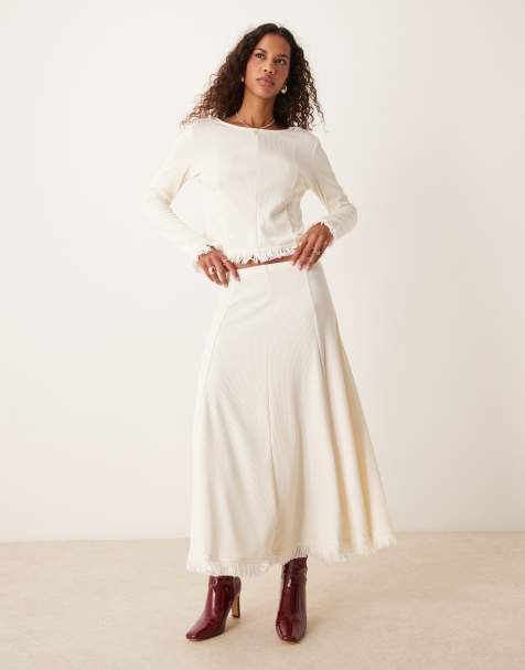 Ghospell Kimberley knit midi skirt in cream - part of a set - view 1