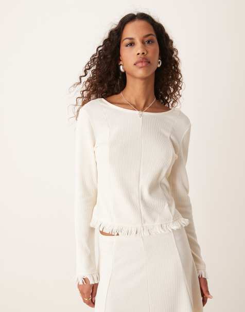Ghospell - Kimberley - Top in maglia crema in coordinato - view 1